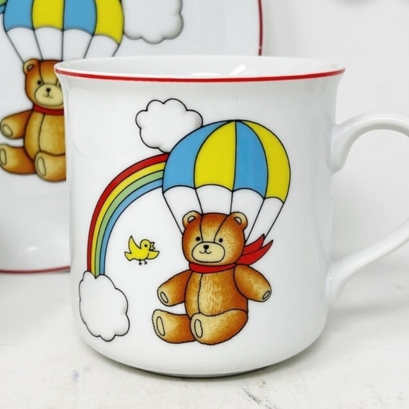 ANDREA By SADEK Collectible Tableware Tajimi Bowl Cup Plate Bear Rainbow - Picture 2 of 9